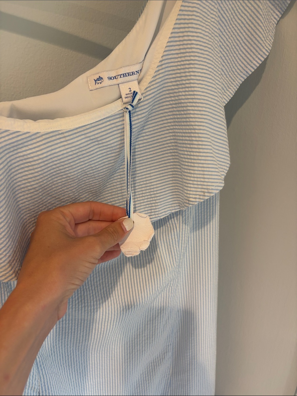 Southern Tide Light Blue One-Shoulder Ruffle Dress - Picture 6 of 6